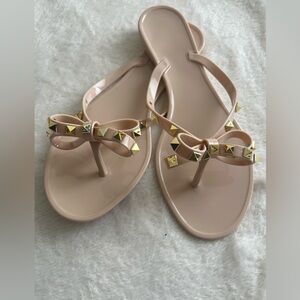 Stylish Beige Sandals with Gold Studs